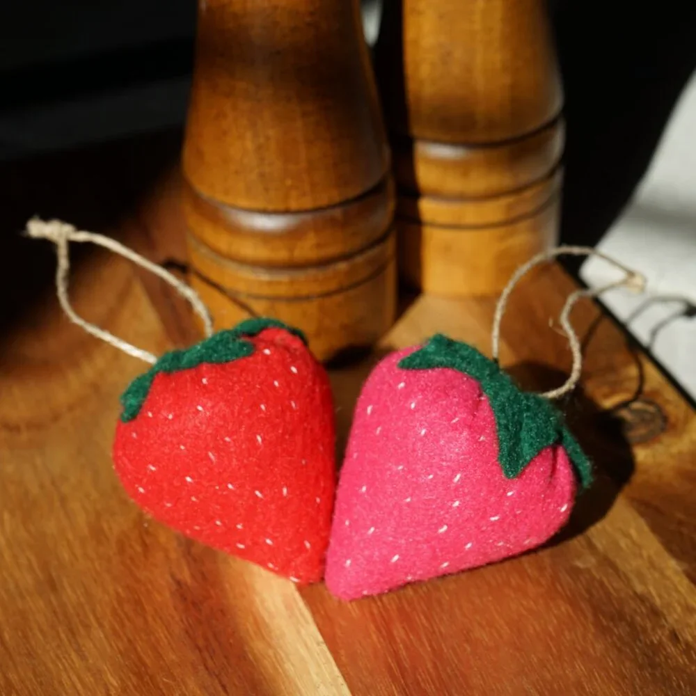 Hand Sewn Felt Strawberry Ornament
